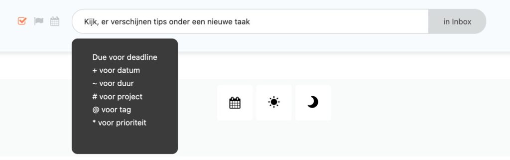 App Desktop Amazing Marvin, Hints voor keyboard shortcuts (B)